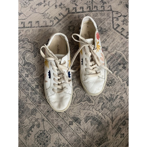 Soludos‎ Fallen Leaves Embroidered Leather Sneakers white & multi-colored size 9 - Picture 2 of 10